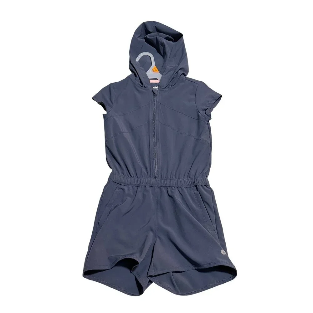 NWT Avia Studio Girls Small 6/6X Grey Hooded Romper One-Piece Casual Activewear‎